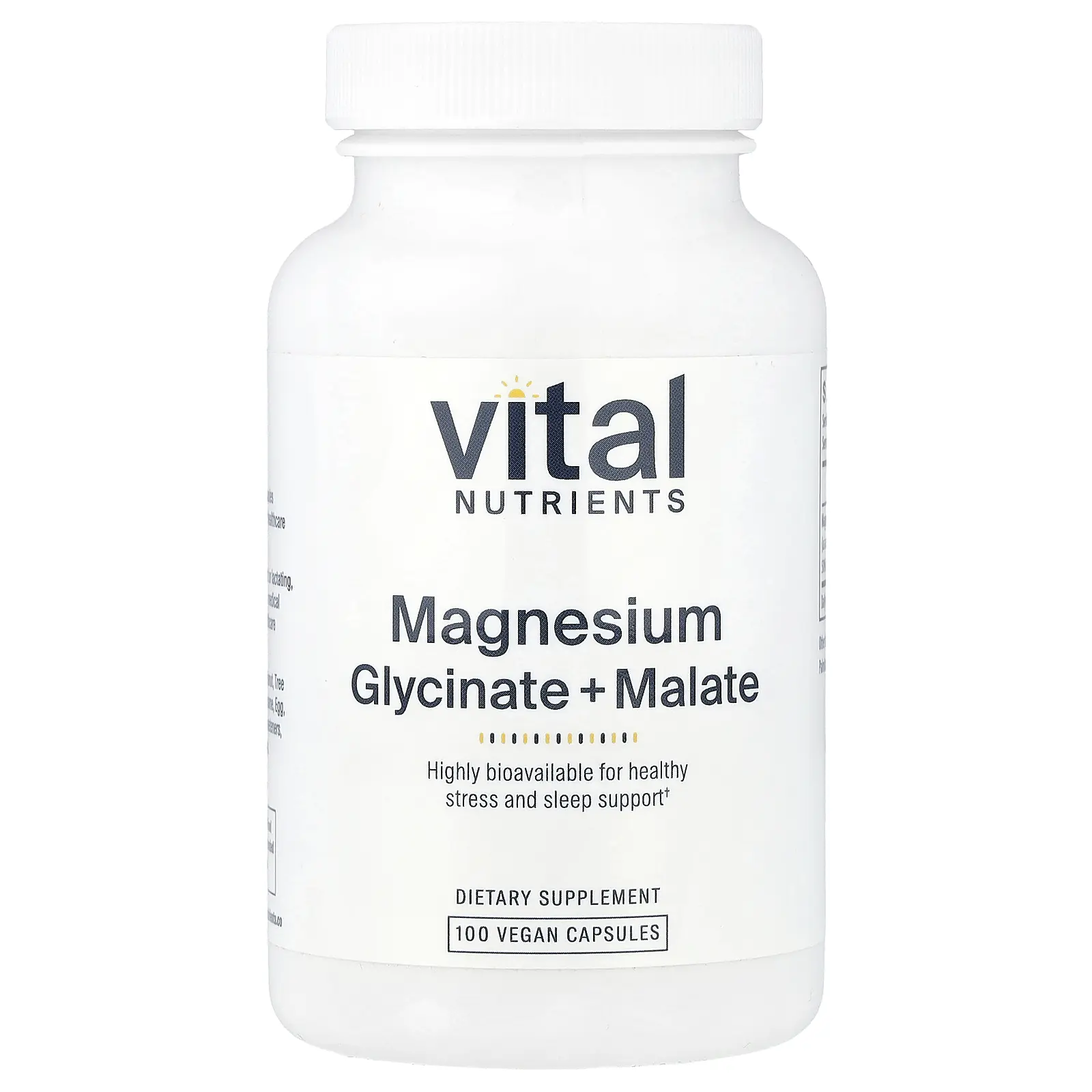 Vital Nutrients Magnesium Glycinate + Malate, 100 Vegan Capsules (120 mg per Capsule)