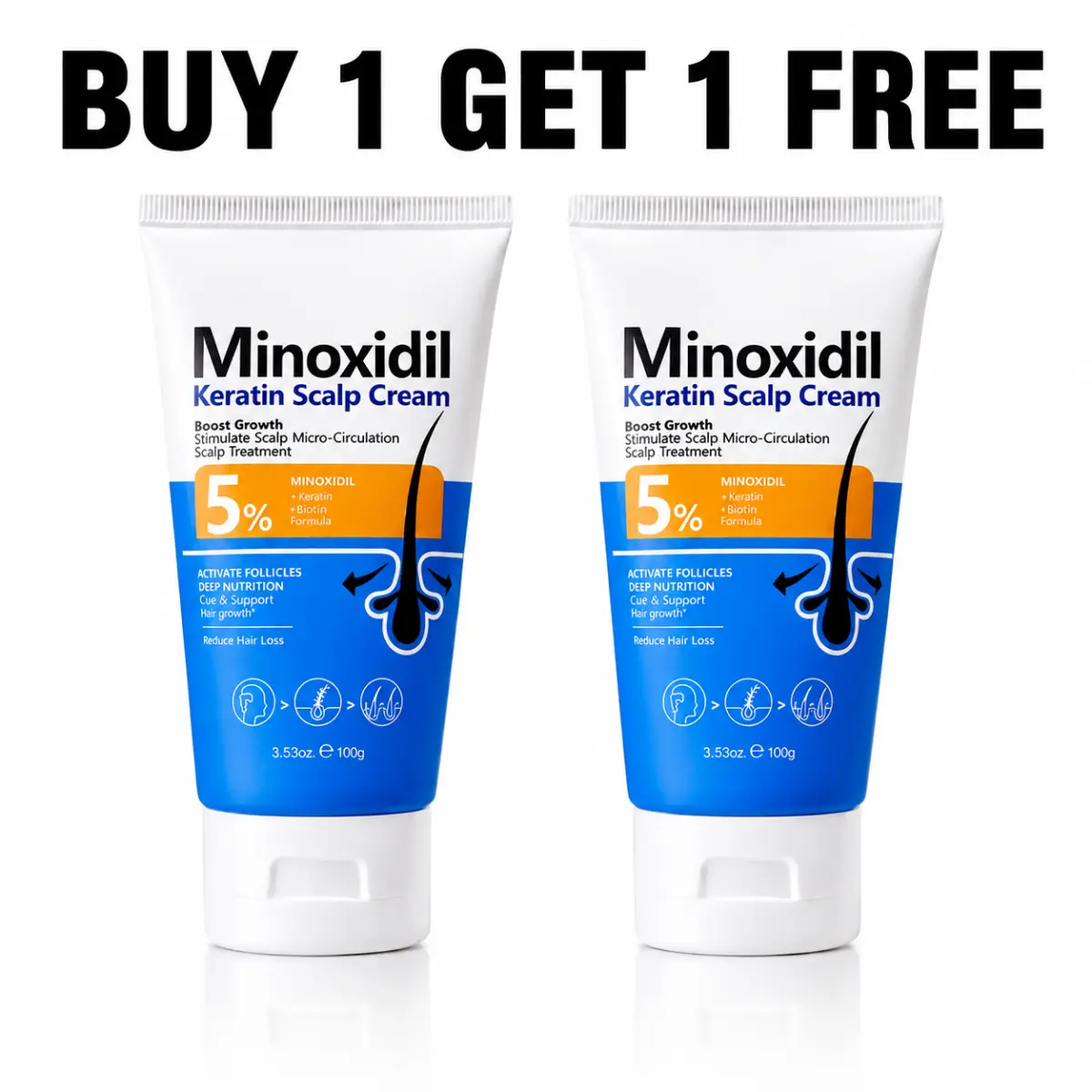 5% Minoxidil Keratin Hair Growth Cream - Nourishing Scalp Massage Essence, Easy-Absorption Refreshing Treatment for All Types