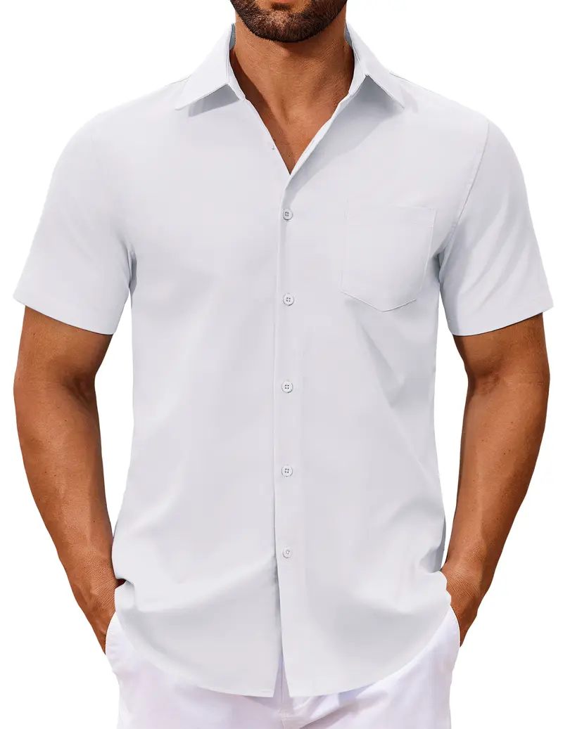 sachin and babi light blue dress Men's Button Down Shirts Short Sleeve Casual Dress Shirts Untucked Summer  Shirt with Pocket Men's Navy Blue Knit Beach Shirt main image 0
