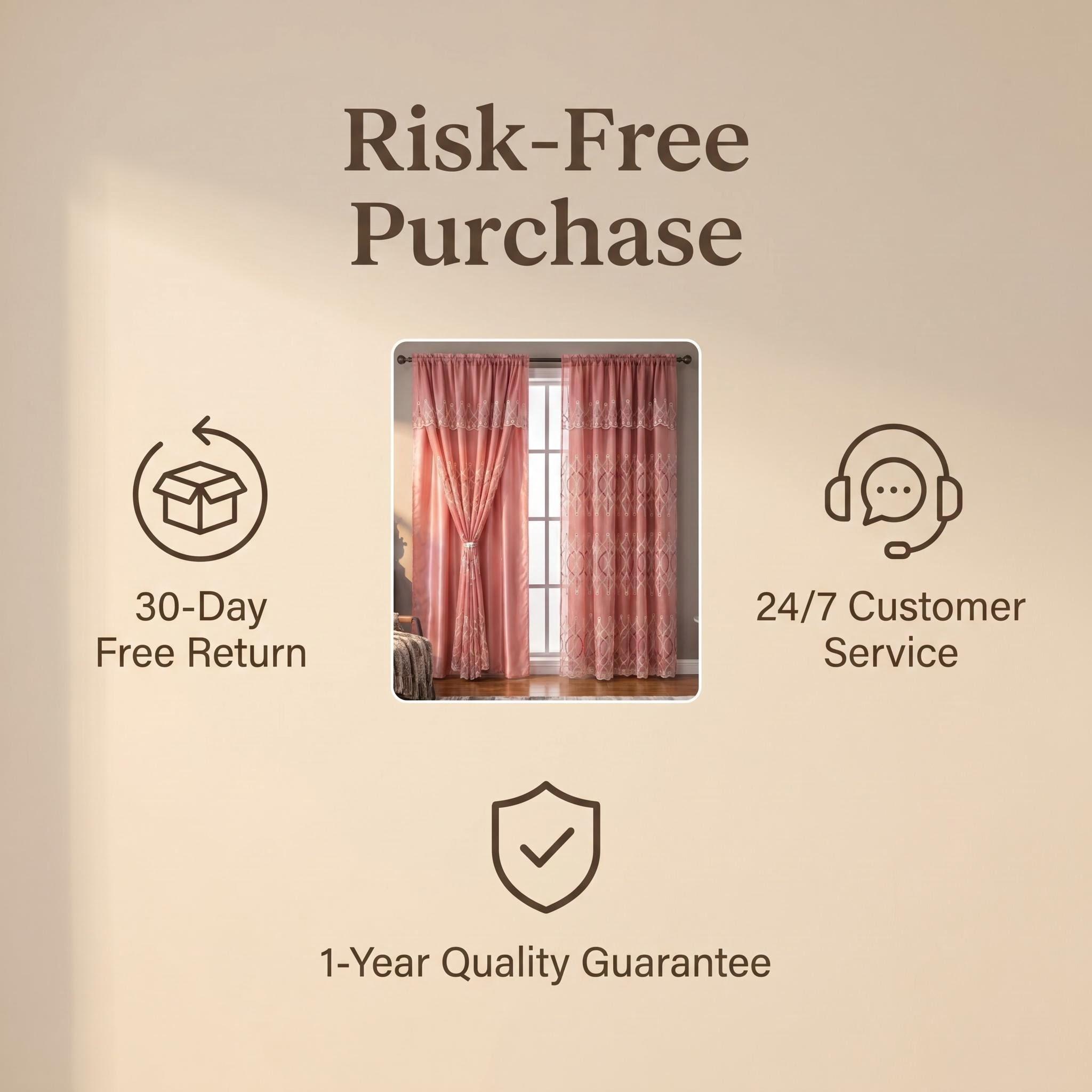 Embroidered Double Layer Curtains 2 Panels Set 52x84 Inch with Matching Valance 52x18, Luxury Vintage European Drapes with Satin Blackout Liner, Classic Rod Pocket Complete Window Treatment, Elegant Decor for Living Room Bedroom Farmhouse QF18