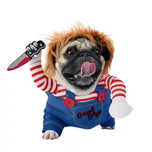 Chucky Dog Costume Halloween Dog Costumes Deadly Doll Halloween Costume for Dogs Halloween Cosplay Dog Party Clothes for Small Medium Large Dogs