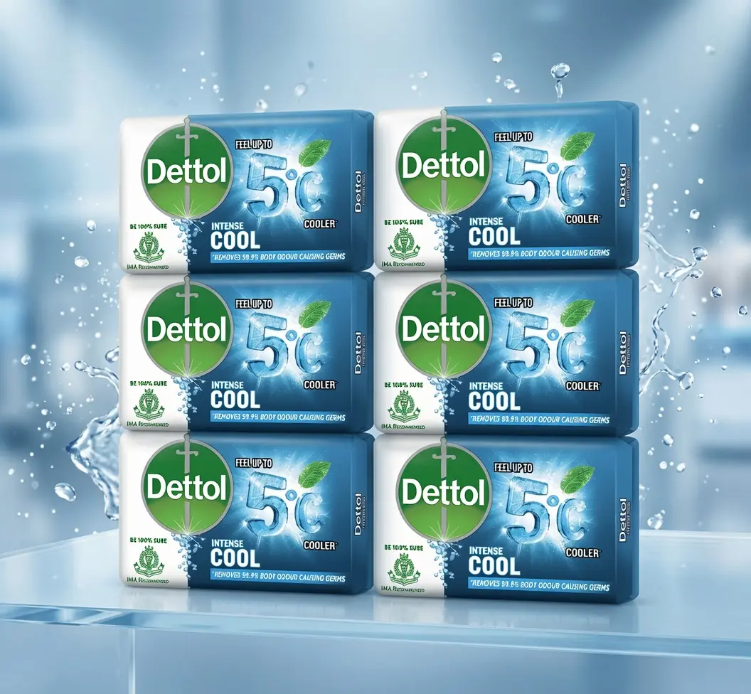 Dettol Cool Antibacterial Bar Soap with Refreshing Germ Protection, Moisturizing Body Cleanser, Pack of 6, 100g Each, Skin Routine, Healthy