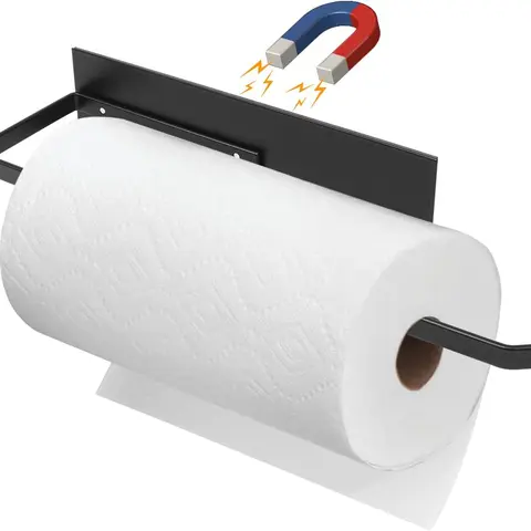 MECHEER Magnetic Metal Paper Towel Holder for Fridge - Easy Installation Household Item, Wall Mount Organizer for Kitchen & Bathroom Organizing Accessories, Strong Magnet for Grill & Washer Use