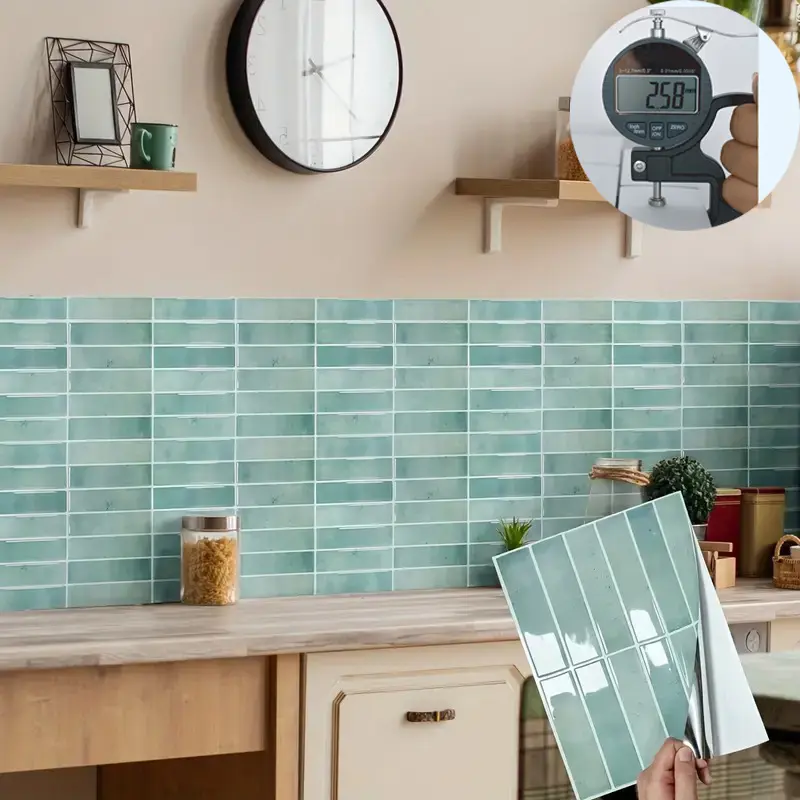 Aadesh Self-Adhesive PET Tile Wall Stickers, Ready to Tear and Stick, Waterproof, Mildew Resistant, Oil Resistant, Suitable for Living Room, Kitchen, Bathroom, Balcony and Sink, Backdrop Bathroom Home Wall Stickers, Decorative Wall Sticker, 9x11.4 inch