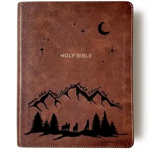 Personalized NKJV Journaling Bible - Brown - Even the Night Shall Be Light About Me - Hand Lettered and Engraved
