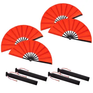 4 Pieces Large Folding Fans for Line Dancing 13 Inch Boots on The Ground Fans Big Silk Clack Popping Make Loud Sound for Music Party Decoration