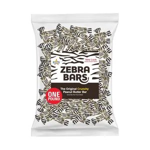 Atkinson's Retro Zebra Bars Bulk 1lb Crunchy Toasted Peanut Butter Bars 60 Count Old School Nostalgic Candy Gluten-Free Vegan Friendly
