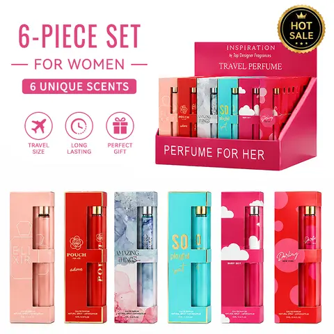 6-Piece Set Women's Eau De Parfuma Fragrance Spray,Travel Size Perfume, 6 Different Scents, Perfect For Dating,Daily Life, Parties,Gift Giving, 1.18 fl oz/35 ml Each Bottle