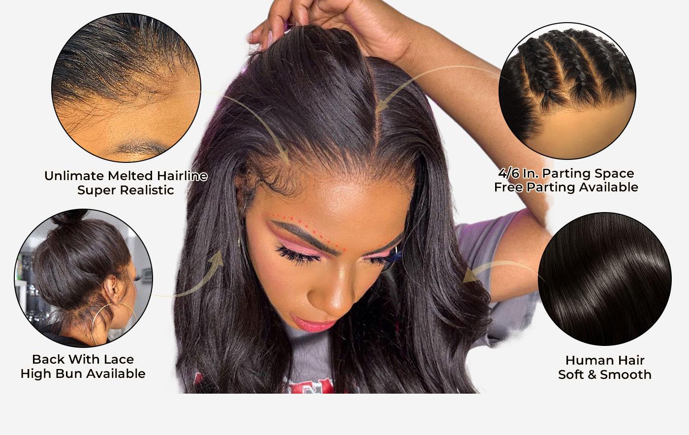 [Flash Sale] OQ HAIR Straight 13x4 Lace Front Wigs 220% Density Human Hair Wigs Preplucked Natural Hairline