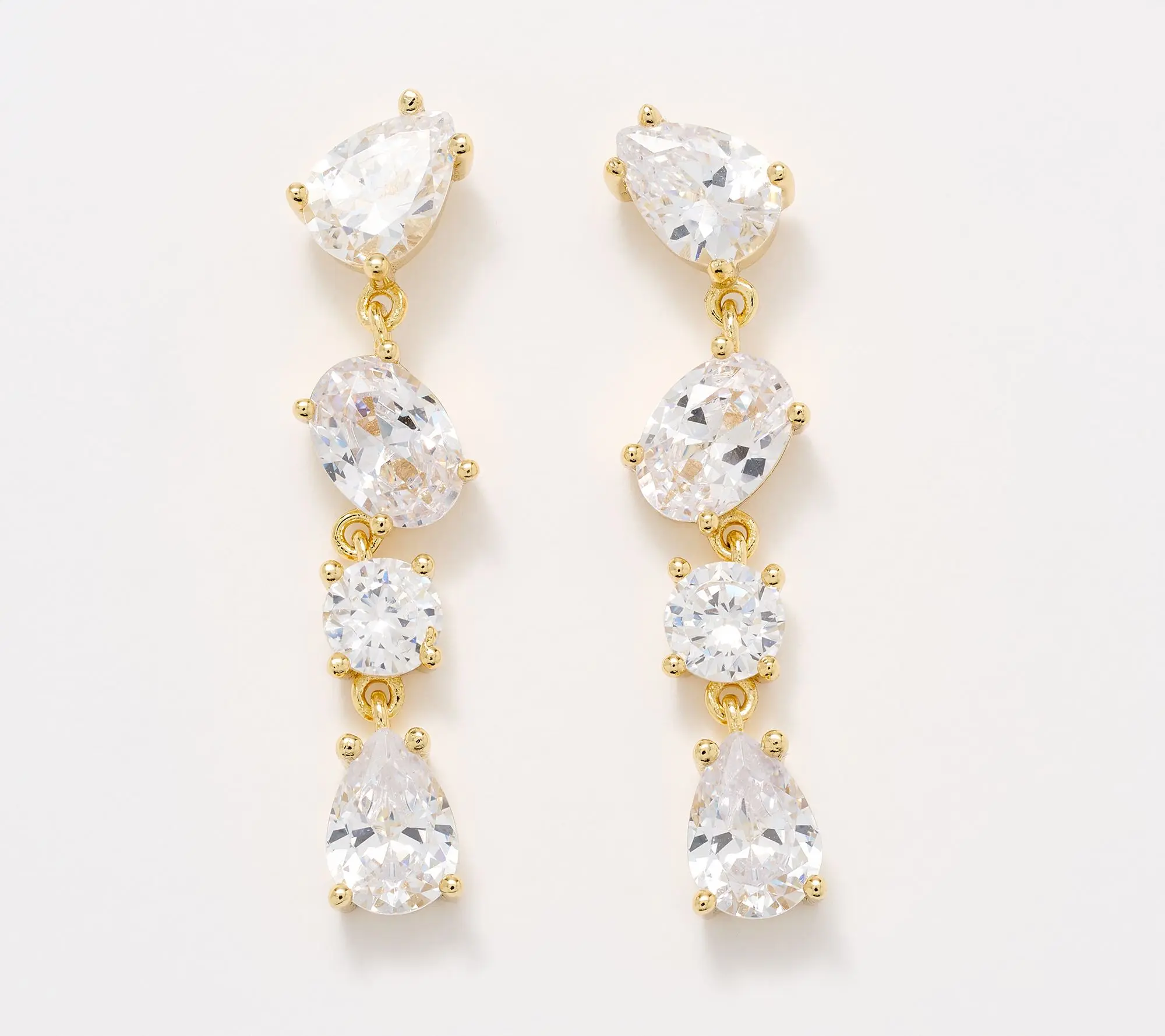Diamonique 4-Stone Dangle Earrings, Sterling Silver