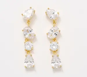 Diamonique 4-Stone Dangle Earrings, Sterling Silver