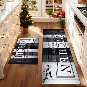 2Pcs Kitchen Rug Set, Kitchen mat, vintage wood grain pattern Floor Mat, Kitchen Area Rug, soft comfortable foot mat, machine washable easy to clean, Christmas decoration, Christmas gift, suitable for kitchen Dining Room Floor bedroom living room decor