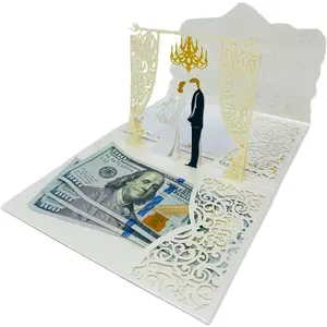 Wedding Cards for Bride and Groom - Pop-Up Congratulations Card with  Holder for   - Elegant Marriage Card for Bridal Shower, Wedding Shower, Son & Daughter in Law, Engagement, or Newlyweds with Envelope (Lover's Lullaby)