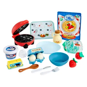 Kids Creative Chefs Waffle Play Kit with Make-It Mix Sand, 18 Cooking Accessories, Pretend Kitchen Toy Set for Ages 3+