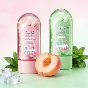 Probiotic Solid Toothpaste Tablets, Peach Mint Flavor, 30 Pieces, Eco-Friendly Portable, Long-Lasting Fresh Breath, Anti-Bad Breath, Whitening Teeth