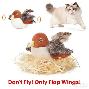 Flapping Bird Cat Toy (DON'T FLY), Lifelike Bird Chirp (DON'T FLY), Touch-Activated Kitten Toy Rechargeable, Indoor Interactive Cat Exercise Toys