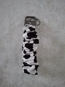 Cow Print Scrunchie Wristlet Keychain