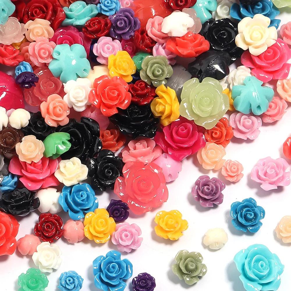 1 Strand 6 8 10 12 15mm Rose Camelia Flower Beads Artificial Coral Beads For Jewelry Making DIY Bracelet Neckalce Accessoires