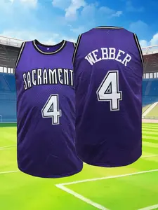 Men's #4 Basketball Jersey V-Neck Sleeveless Pullover Sports Clothing for Streetwear,Sports, Running & Daily Casual (Black/Purple)