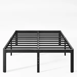 16 Inch High Platform  Bed Frame No Box Spring Needed, Metal Bed Frame  Size, Noise Free, Easy Assembly, Heavy Duty, Black