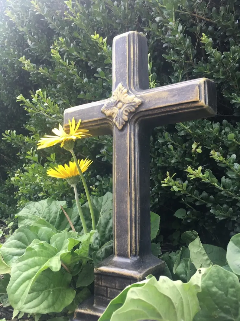 Concrete Cross Garden Cross Bronze Painted Memorial Cross Cement Cross Cemetary Cross Outdoor Lawn Ornament Christian Decor Minimalist Decor