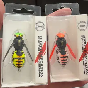 Wasp Topwater Fishing Lures for Bass, Walleye, Pike & Trout, Realistic Hornet Style Floating Insect Crawling Bait, Noisy Splash Action, Glow & UV Kit Options Available