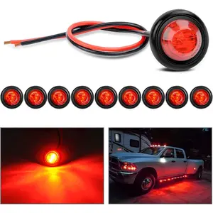 TL-04 10 PCS 3/4 Inch Round LED Clearance Light LED Front Rear Side Marker Indicator Light Bullet Marker Light for Truck RV Car Bus Trailer Van Caravan Boat 12V, Red