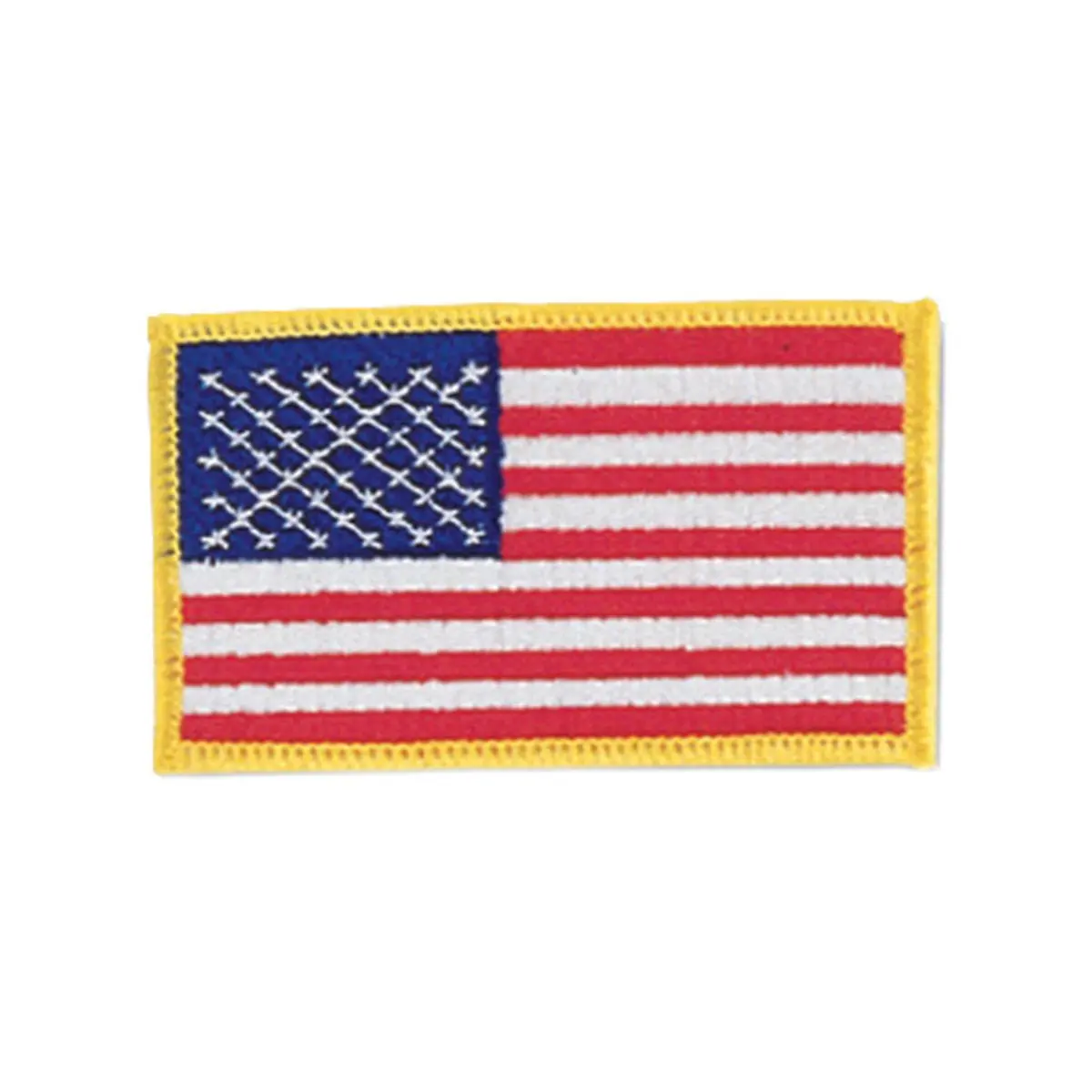 Sewn-In Gold American Flag Embroidery Patch - Patriotic Motif, Woven Texture, Easy-Sewing Accessory for Uniforms