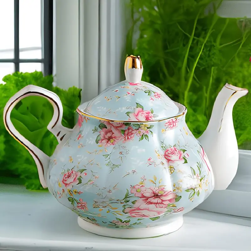 Ceramic Teapot, Floral Pattern Teapot with Lid, 1 Count Tea Pot for Home Restaurant Hotel Office, Tea Making Tool for Home Office, Enchanted Tea Pot, Perfect Teapot, Kitchenware