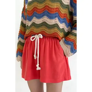 Riviera Rope Drawstring Shorts in Papaya