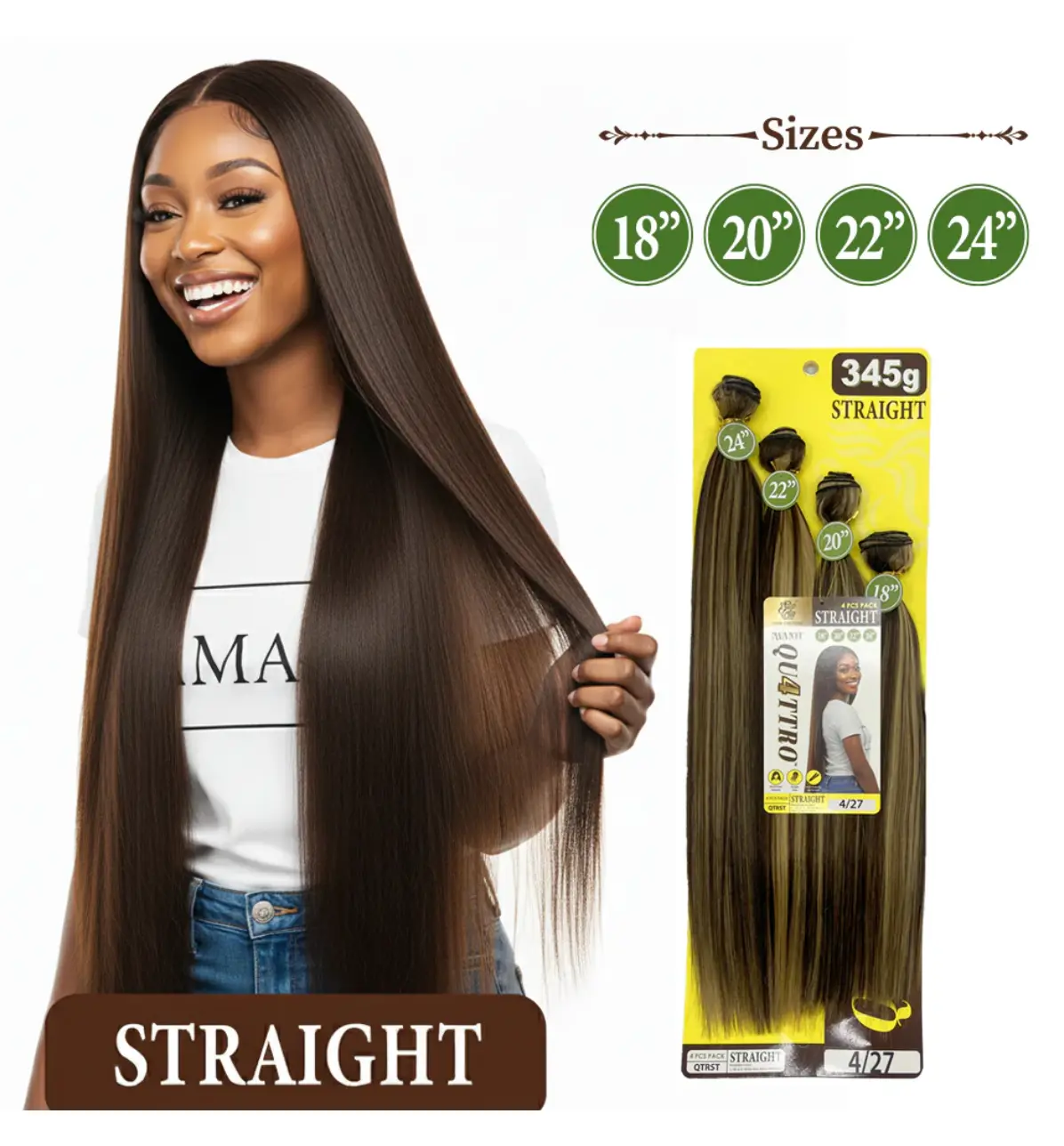 Quattro Straight 4PC Weave Bundle