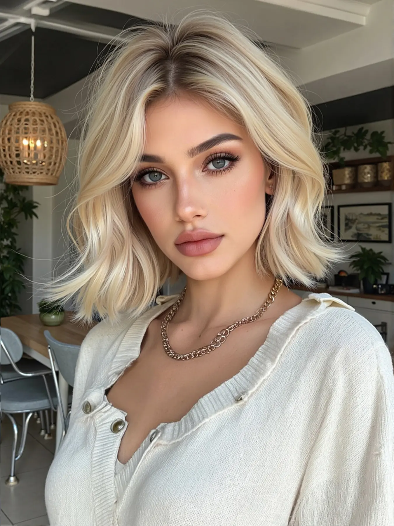 Topshe Blonde Bob Wig with Scandinavian Hairline Mono Top Human Hair Wigs Natural Scalp Wig