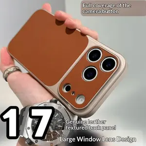 Compatible with iP17/16/15 Instantly Transform to 17 Pro Max Leather Texture Matte Anti-drop Case