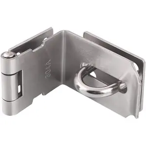 4 Inch Door Hasp Latch 90 , Stainless Steel Safety Right Angle Padlock Hasp Locking Latch  Door Clasp Hasp Lock Latch for Push/Sliding/Barn Door, 2mm Thick, Brushed