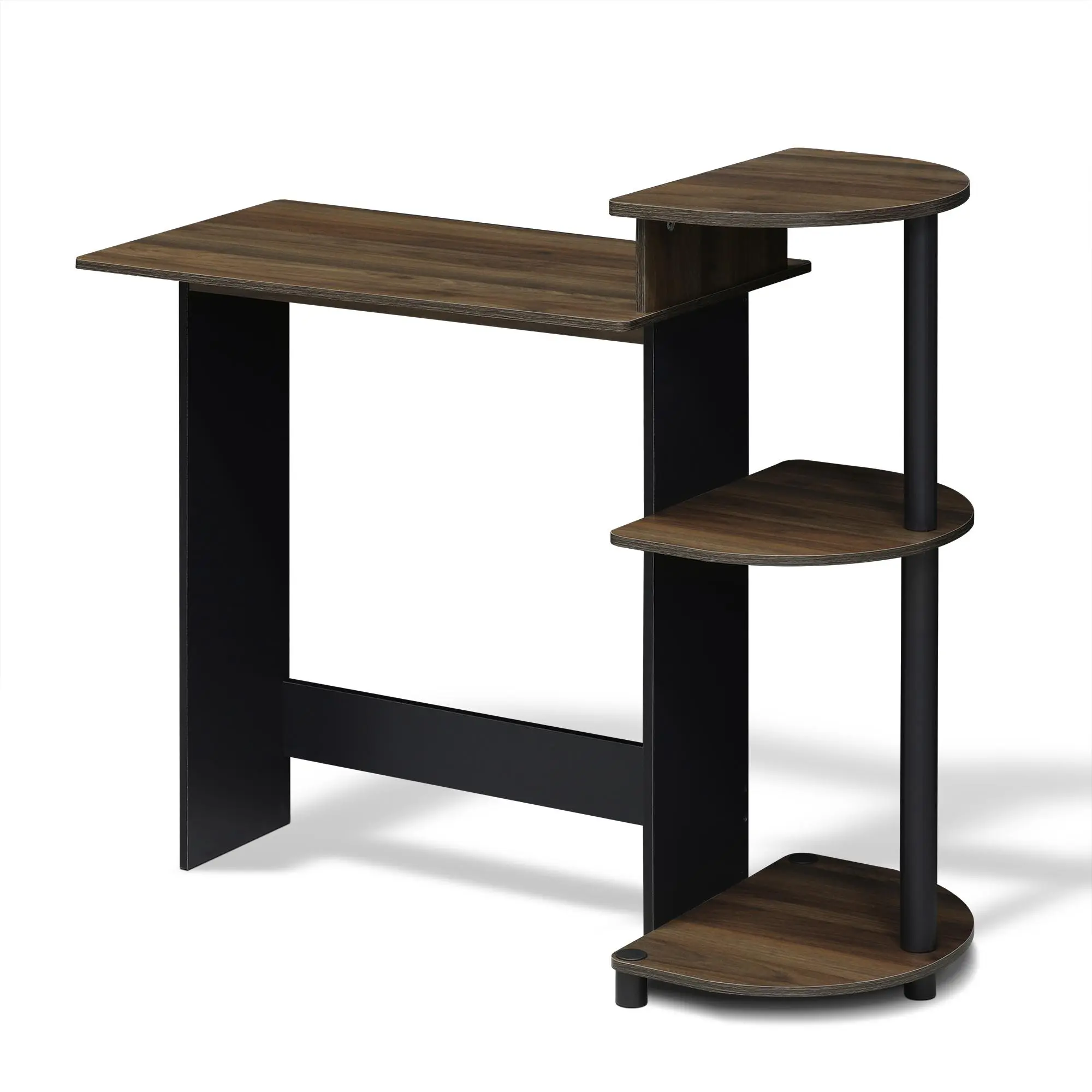 Compact Cabinet Desk - Columbia Walnut Minimalist Modern Office Furniture, 28.5-in Functional Desk with Bookshelf for Dorm, Home Office, Compact Cabinet Desks, Minimalist Modern Desks