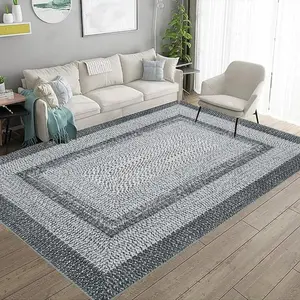 【GARVEE】Area Rug 4x6 Modern Washable Non-Slip Thin Soft Indoor Printed Mat for Living Room, Bedroom, Dining Room, Kitchen - Low Pile, Stain Resistant, Foldable Carpet Home Decor in Grey