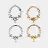 OUFER Women's Non Tarnish Jewelry 16G 316L Stainless Steel Snug Clicker Septum Ring - 3D Star-Moon Dome, 3D Sculptural Glow Cubic Zirconia Hinged Clicker, 8mm/10mm Segment Hoop for Daith/Nose Piercing, Dainty Body Jewelry (Elegant Whimsical Style)