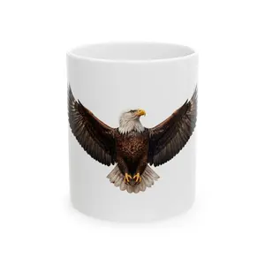 Bald Eagle Illustration Mug | Soaring Eagle Ceramic Mug 11oz 15oz