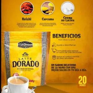 Café Divina Latte Dorado with Turmeric and Reishi - 20 Sachets - Coffee Drink Beverage Natural Traditional