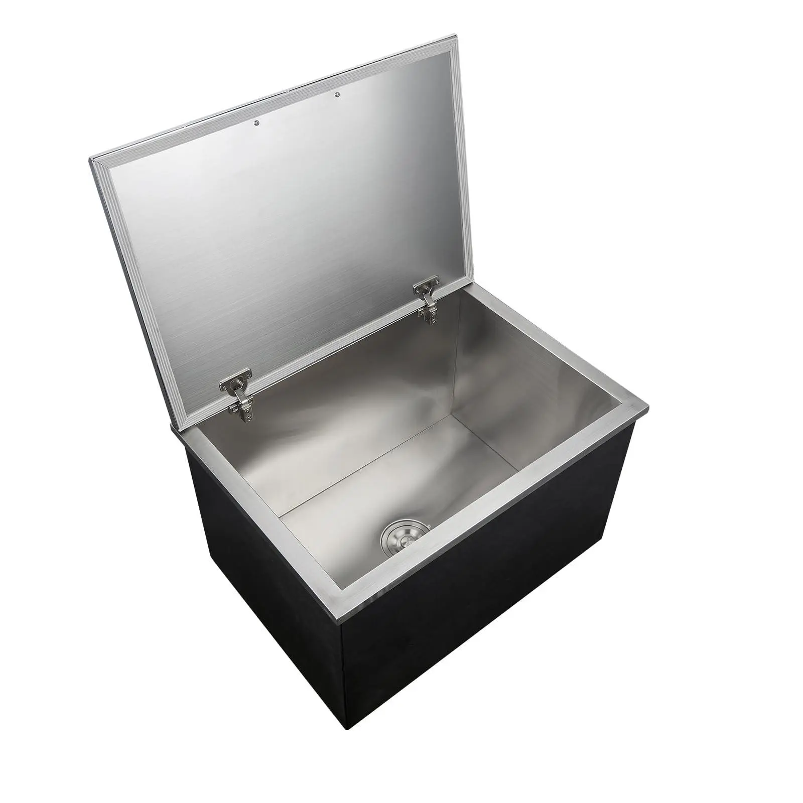 Drop-in Ice Chest, Large Capacity Stainless Ice Bin with Lid & Drain-Pipe Set, Commercial Grade Insulated Ice Bucket for Cold Wine Beer, Non-Electric 24H Cold Retention for Outdoor Kitchen&Bar