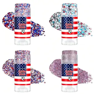 Chunky Self-Adhesive Waterproof Gel Stick - Red, White, Blue Patriotic 4th of July Accessories for Nail Art, Face, Party Use (Beauty & Personal Care Nail Decoration)