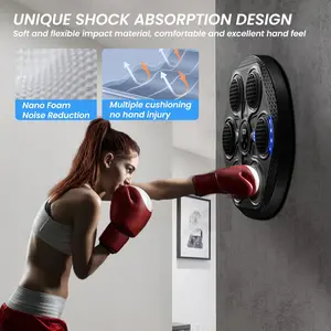 Music Boxing Machine, Interactive Boxing Trainer with Boxing Gloves, Large Wall-Mounted Electronic Boxing Target, 9 Modes and 9 Speeds, Suitable for Home Fitness