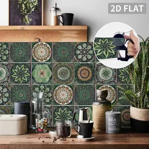 Retro Mandala Pattern Wall Sticker, Wall Art Stickers, 24pcs Waterproof Self-adhesive Tile Sticker, Decoration Items, Decorative Sticker for Kitchen & Bathroom, Gift for Summer