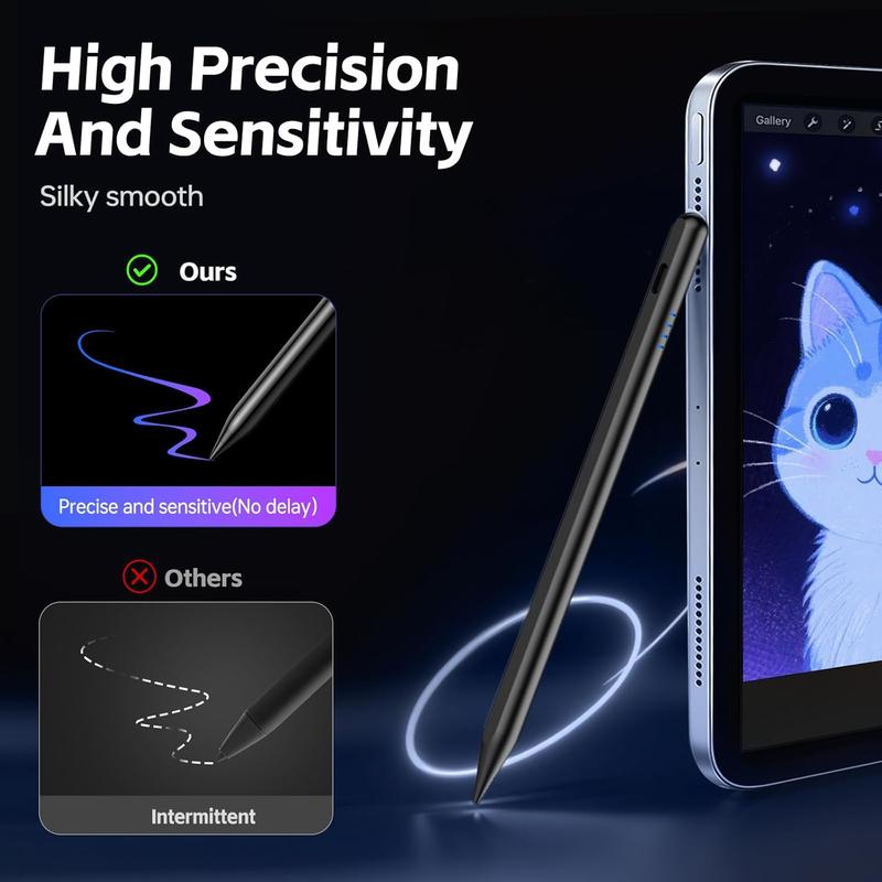 Stylus Pen for Android Touchscreen with 4 POM Tips,   Digital Stylus Pens for ,  Tablet Pen Compatible with /// Writing & Drawing - Black