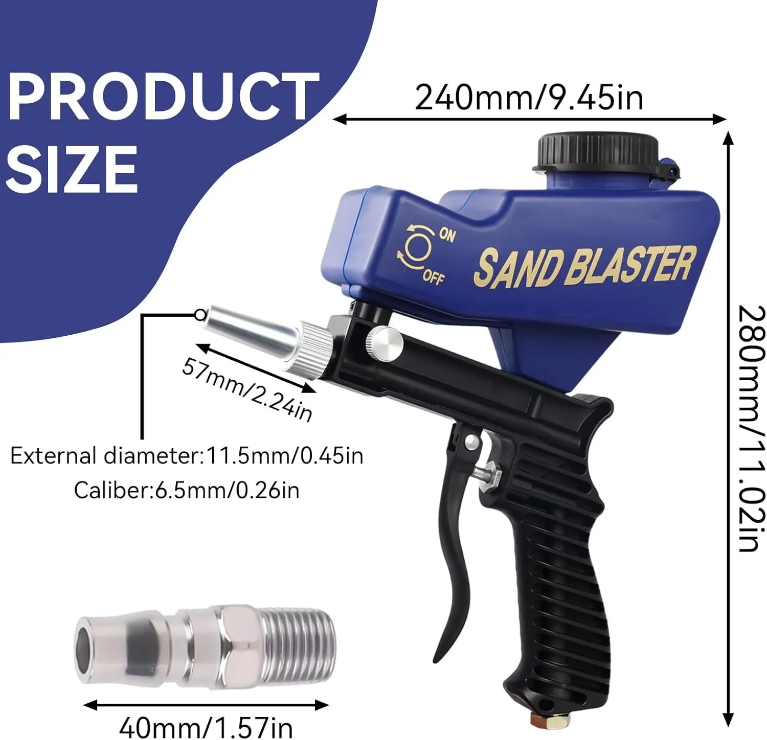 Portable Sand Blaster Gun, Handheld Pneumatic Sandblasting Gun for Rust Removal, Paint & Graffiti Stripping