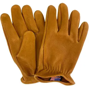 Legendary Tan Deerskin Leather Short Wrist Motorcycle Gloves