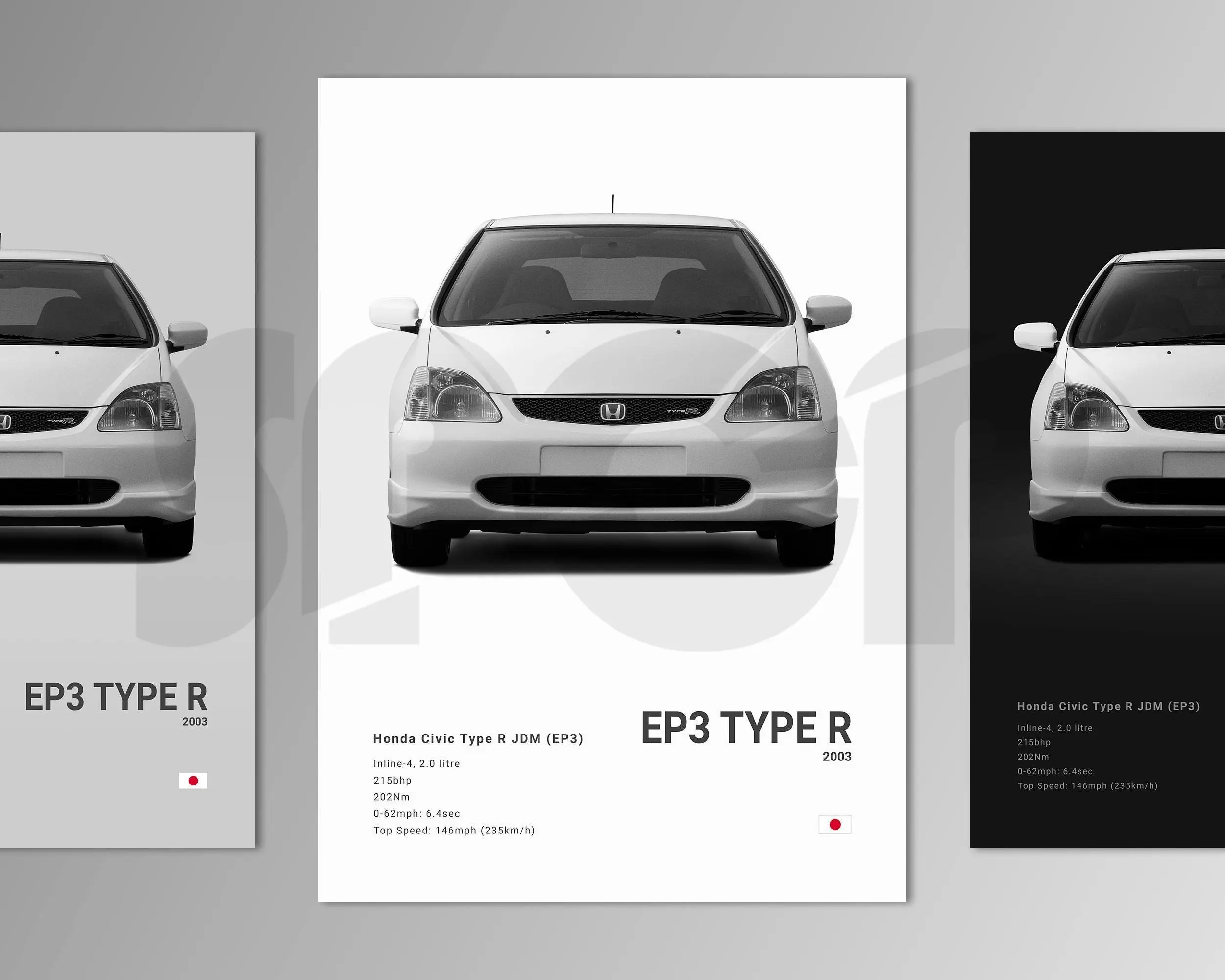 Honda Civic Type R JDM EP3 Poster Print | Wall Art | Car Photography| Man Cave Decor | Home decor| Poster Unframed