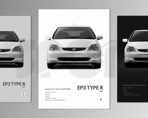 Honda Civic Type R JDM EP3 Poster Print | Wall Art | Car Photography| Man Cave Decor | Home decor| Poster Unframed