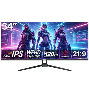 Gawfolk 34" IPS FHD Ultrawide Gaming Monitor - 120Hz, 2560x1080P, Borderless Design, DP & HDMI Ports, VESA Wall-Mountable, Ips Fhd Monitor, Gaming Monitors