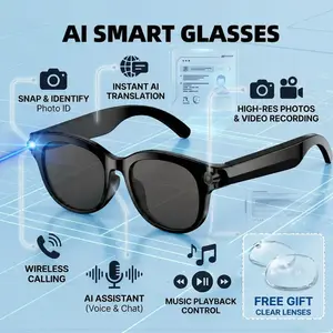 HD Smart Glasses Camera,2mp Video Recording‘Wireless Headphone Smart Glasses with Transparent Lenses for Listening to Music & Calling, Creative Smart Sports Sunglasses with Mic for Home & Daily Use, Multifunctional Smart Glasses
